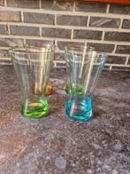 Vintage gekleurde Waterglaasjes 4 st, Verzamelen, Glas en Drinkglazen, Ophalen of Verzenden, Zo goed als nieuw