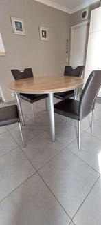 Keuken tafel en 4 stoelen, Huis en Inrichting, Tafels | Eettafels, Ophalen, Rond, Zo goed als nieuw, Vier personen