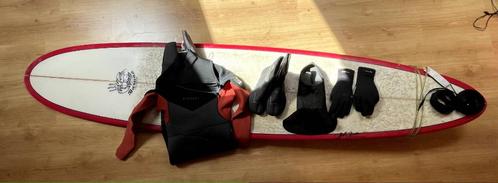 Surfpak + Longboard - Winteruitrusting Maat XL - €250, Watersport en Boten, Golfsurfen, Gebruikt, Longboard, Met vinnen, Met draagtas
