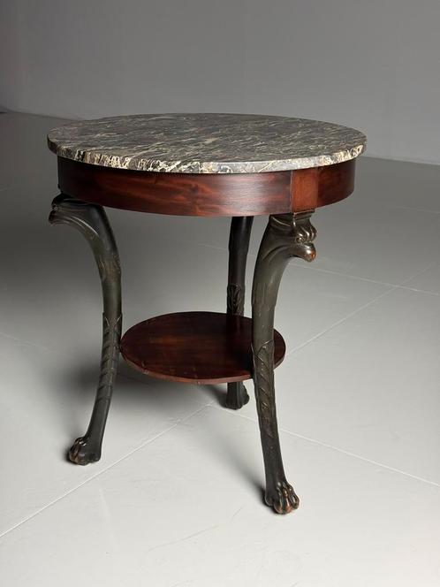 Bijzettafel salontafel empire mahonie marmer, Antiek en Kunst, Antiek | Meubels | Tafels, Ophalen