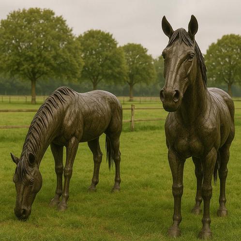 Metalen paarden - Levensgroot - Handgemaakt - Eyecatcher!, Verzamelen, Dierenverzamelingen, Nieuw, Overige typen, Paard, Ophalen of Verzenden