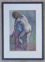 JAN VAN DER VEER / RUGGELINGS NAAKT / ORIGINEEL / 74x54cm, Ophalen