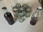 6 nieuwe cola glazen Tiffany stijl met 2 colaflesjes, Ophalen