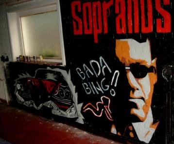 Heb je saaie garagemuren,graffiti stijl beschikbaar voor biedingen