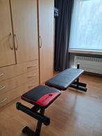 Fitnessbank + gewichten, Sport en Fitness, Fitnessmaterialen, Ophalen, Zo goed als nieuw, Buik, Fitnessbank