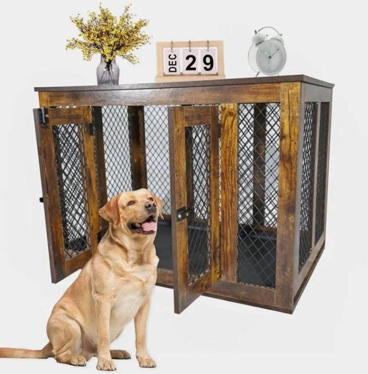 Houten Metalen Hondenbench Solide Luxueus - Zeer mooi! 94 cm, Dieren en Toebehoren, Hondenbenches, Nieuw, Ophalen of Verzenden
