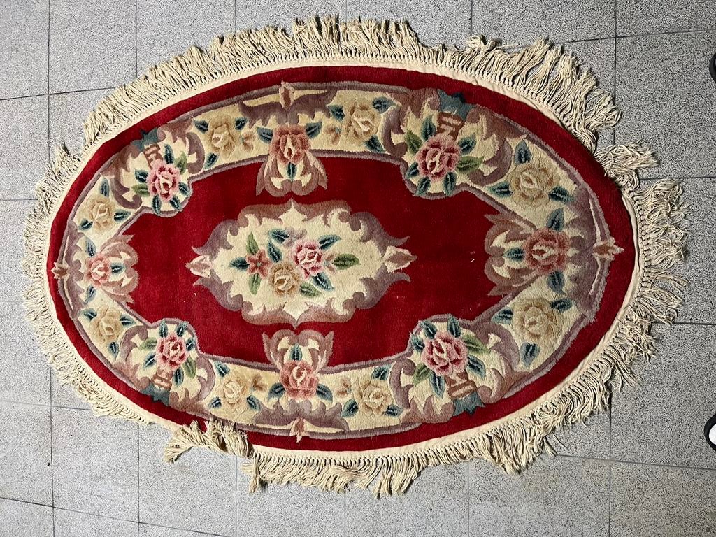 Ovaal klassiek tapijt – bloemmotief – vintage, Ophalen, Gebruikt