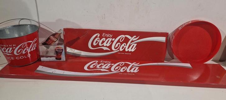 Coca Cola emaille borden 130 en 65 cm lengte, plateau emmer, Verzamelen, Merken en Reclamevoorwerpen, Gebruikt, Reclamebord, Ophalen of Verzenden