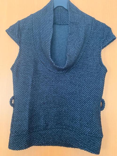 Haut manches courtes femme - T. 36 ? - imprimé noir / gris a, Kleding | Dames, Blouses en Tunieken, Gedragen, Maat 36 (S), Zwart