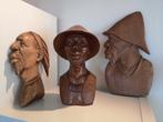 Lot van 3 Congolese sculpturen uit het koloniale tijdperk, Antiek en Kunst, Kunst | Beelden en Houtsnijwerken, Ophalen of Verzenden