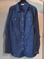 Donker jeanshemd met borduursel, Blauw, Maat 42/44 (L), Zo goed als nieuw, Ophalen