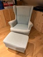 Ikea Standmon fauteuil en voetenbank lichtblauw, Huis en Inrichting, Ophalen, Gebruikt