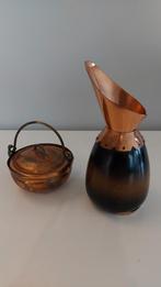 Vintage miniatuur koperen dekselpot en kolenkit /paraplubak, Antiek en Kunst, Ophalen of Verzenden, Koper