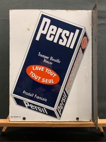Dubbelzijdig Emaille reclamebord PERSIL jaren 30, Enlèvement, Utilisé, Panneau publicitaire