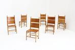6 vintage leren Kentucky eetkamer stoelen Carlo Scarpa 1970s, Ophalen, Design , vintage, Gebruikt, Bruin