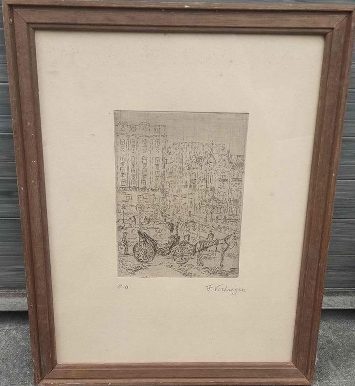 Eau forte épreuve d artiste signe Fernand verhaegen, Antiquités & Art, Art | Eaux-fortes & Gravures, Enlèvement ou Envoi