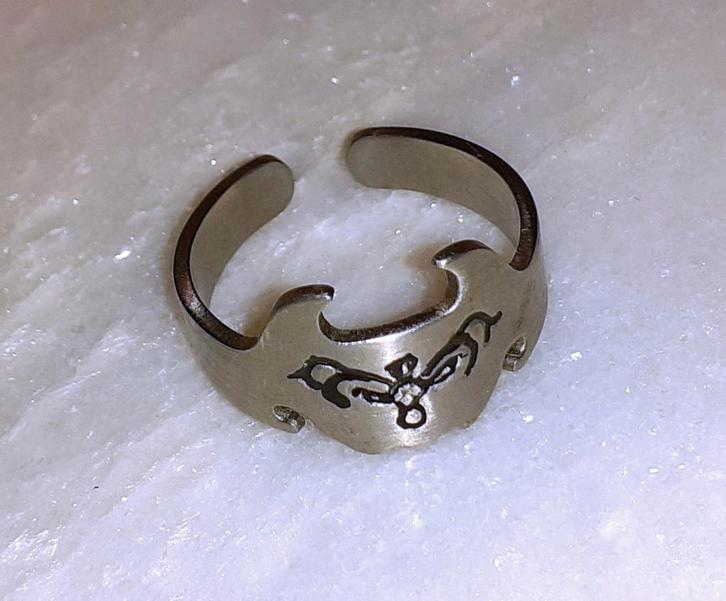 Herenring gothic tribal draak, Bijoux, Sacs & Beauté, Bagues, Neuf, Homme, 19 à 20, Argent, Fer ou Acier, Envoi