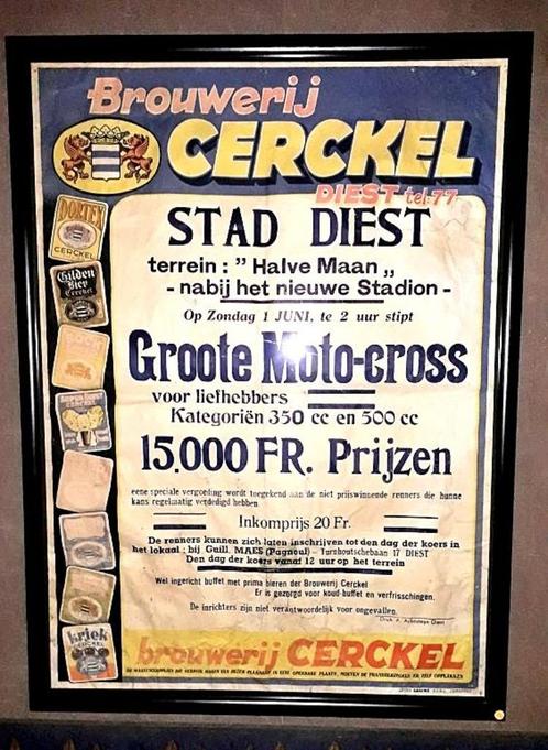 Oude affiche met reclame Brouwerij Cerckel Diest, Verzamelen, Biermerken, Gebruikt, Reclamebord, Plaat of Schild, Ophalen