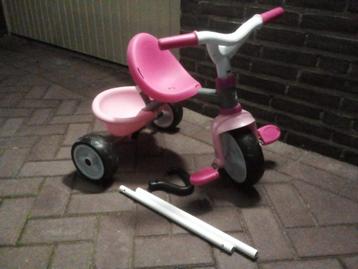 Nieuw Smoby Roze Driewieler compleet met duwstok beschikbaar voor biedingen