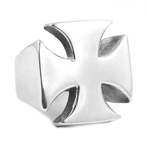 Bague en forme de croix de Malte lourde en acier inoxydable, Bijoux, Sacs & Beauté, Bagues, Neuf, Femme ou Homme, Argent, Fer ou Acier