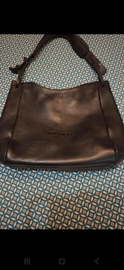 Neuville zwarte leren tas met nerf, Handtassen en Accessoires, Tassen | Schoudertassen, Gebruikt, Overige merken, Zwart, Leer