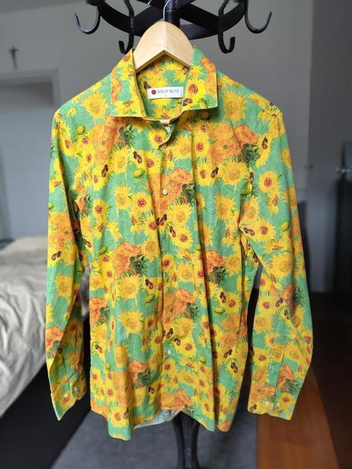 Overhemd Van Gogh Zonnebloemen large [L], Kleding | Heren, Overhemden, Zo goed als nieuw, Halswijdte 41/42 (L), Overige kleuren