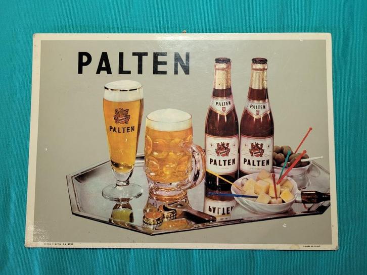 oude vintage palten bierreclame, Verzamelen, Merken en Reclamevoorwerpen, Gebruikt, Reclamebord, Ophalen of Verzenden