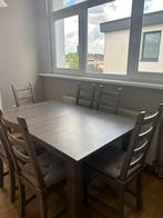 Keukentafel en 6 stoelen te koop (uitschuifbaar), Huis en Inrichting, Zo goed als nieuw, Ophalen, Vijf personen of meer