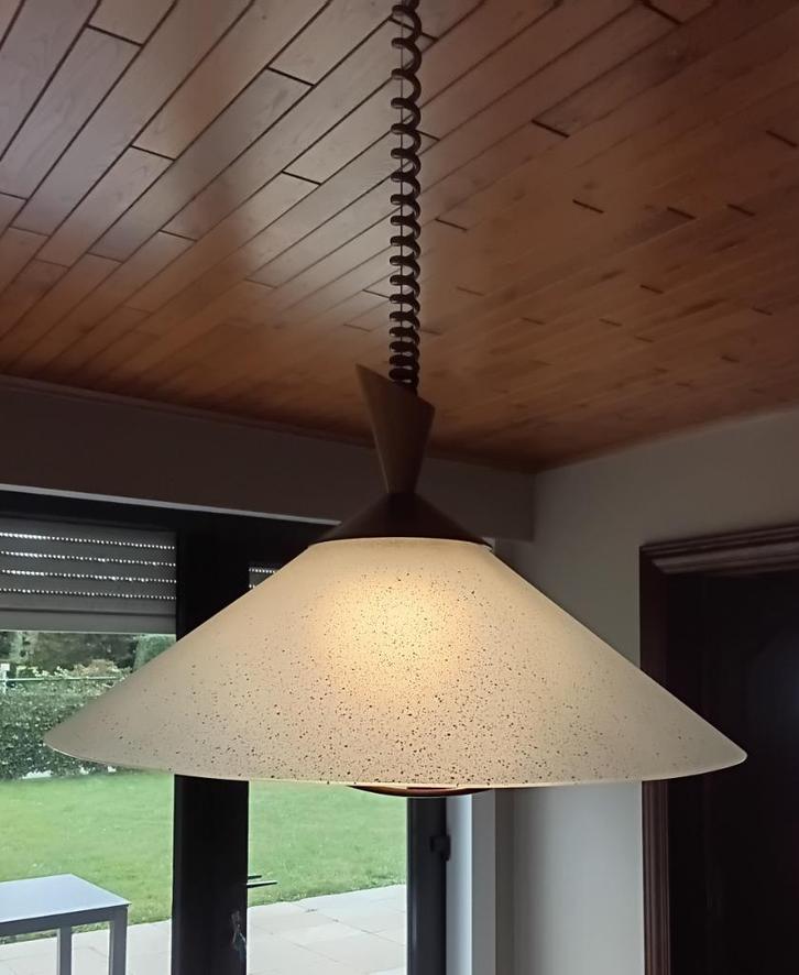 Hanglamp in hoogte verstelbaar, Huis en Inrichting, Lampen | Hanglampen, Zo goed als nieuw, Glas, Metaal, Ophalen