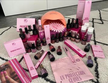 GROOT Pink Gellac Pakket – Zo goed als nieuw!, Enlèvement, Comme neuf, Rose, Mains et Ongles