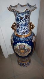 Sublieme grote decoratieve vaas azuurblauw bloemen 1m hoog, Ophalen of Verzenden
