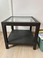 Table carrée en rotin et verre, 55 à 75 cm, Verre, Enlèvement, Utilisé
