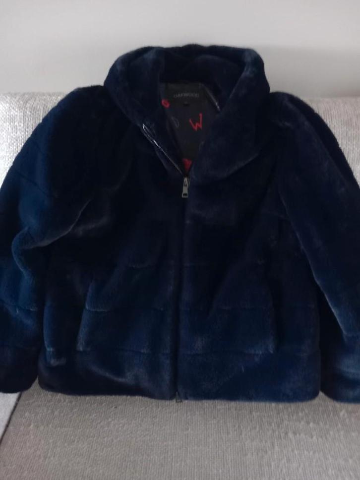 Faux fur jas, Kleding | Dames, Jassen | Winter, Zo goed als nieuw, Maat 42/44 (L), Blauw, Ophalen