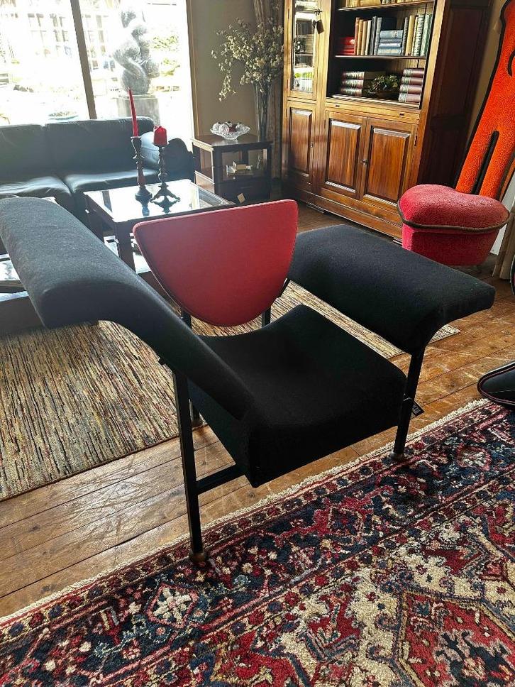 Groeten uit Holland chaise van Rob Eckhardt voor Pastoe, Huis en Inrichting, Stoelen, Gebruikt, Eén, Metaal, Stof, Zwart, Ophalen