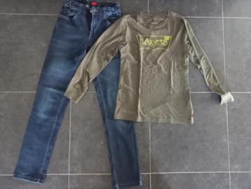 JEANS S.OLIVER + T-SHIRT LANGE MOUWEN LEVIS MAAT 176  Prima  beschikbaar voor biedingen