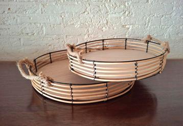 Set van 2 bamboe dienbladen beschikbaar voor biedingen