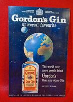 Blikken reclame bord 1970's takszegel Gordon's Dry Gin, Verzamelen, Ophalen of Verzenden, Gebruikt, Reclamebord