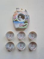 Japanse whistlig bird & cat saké 7 piece set Fluitend kopje, Antiek en Kunst, Ophalen of Verzenden
