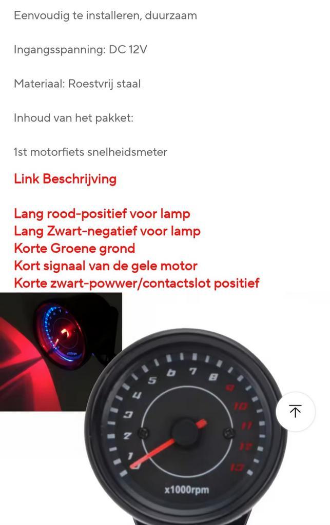 Universele toerenteller moto, Motoren, Onderdelen | Merk-onafhankelijk, Ophalen of Verzenden