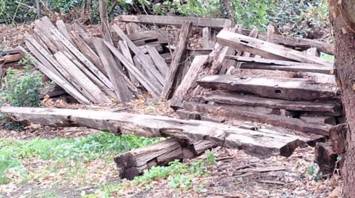 oude eik - knutselhout of brandhout, Tuin en Terras, Brandhout, Blokken, Eikenhout, 6 m³ of meer, Ophalen