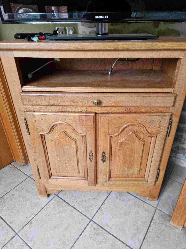 Meubles TV en chêne massif, Maison & Meubles, Armoires | Mobilier de télévision, 100 à 150 cm, Utilisé, Chêne, 50 à 75 cm