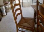 4 x massief eiken eetkamerstoelen met biezen zitting, Huis en Inrichting, Stoelen, Ophalen