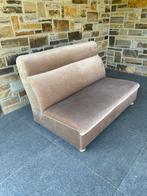 Canapé 2 places en velours beige/taupe, Ophalen, Tweepersoons, 75 tot 100 cm, Zo goed als nieuw