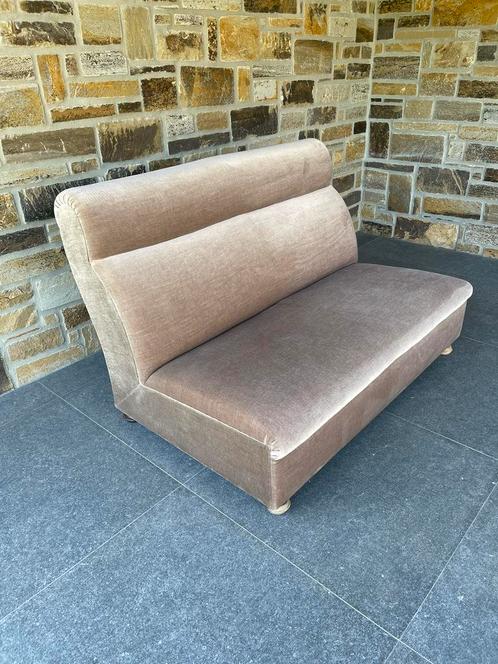 Canapé 2 places en velours beige/taupe, Huis en Inrichting, Zetels | Zetels, Zo goed als nieuw, Tweepersoons, Minder dan 150 cm