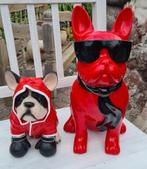 2 franse bulldog beelden, Tuin en Terras, Ophalen of Verzenden, Nieuw, Kunststof, Dierenbeeld