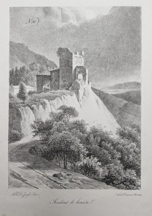 Jean-Baptiste De Jonghe - antieke litho - kasteeltje, Antiek en Kunst, Kunst | Litho's en Zeefdrukken, Ophalen of Verzenden
