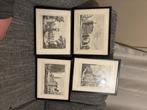 4kaders met tekening, Antiek en Kunst, Kunst | Schilderijen | Klassiek, Ophalen