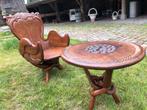 Retro houten Afrikaans set - stoel + tafel - 1970s, Huis en Inrichting, Stoelen, BoHo stijl, Gebruikt, Eén, Hout