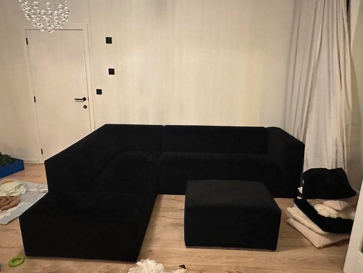 Zwarte zetel (velvet), Huis en Inrichting, Zetels | Complete zithoeken, Zo goed als nieuw, Ophalen