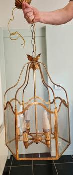 Luster met glas.& Koper., Ophalen of Verzenden